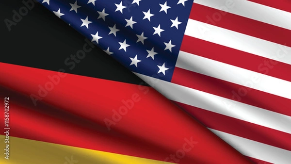 Fototapeta High Quality background with Two Flags of USA and Germany  