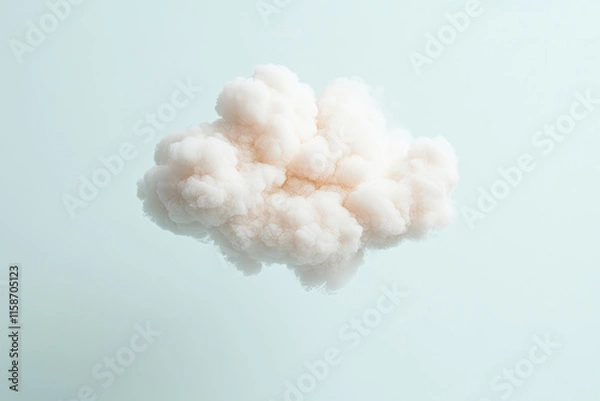 Obraz Fluffy white cloud floating on a pastel blue sky background