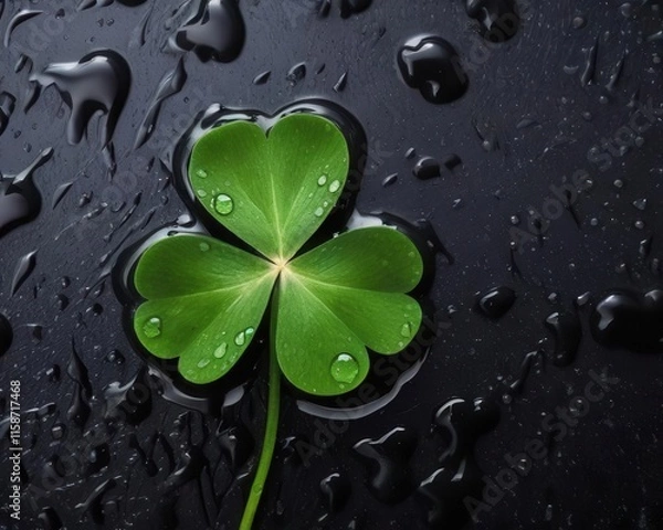 Obraz green leaf with water drops