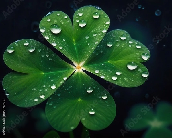Obraz green leaf with water drops