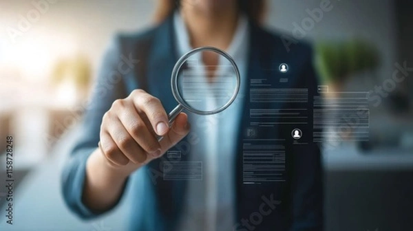 Obraz Hr, HRM, Human resources management concept. Check resume, Screening employee information, job applicants, Employees must complete the online survey form, answer the test questions