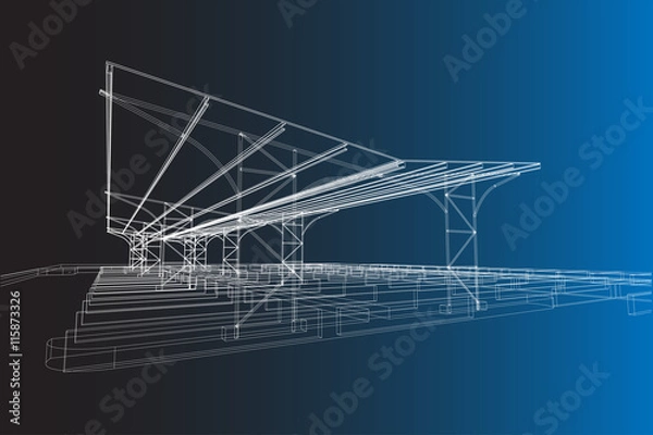 Obraz outdoor parking structure abstract, 3d illustration, vector