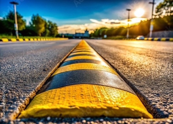 Fototapeta Asphalt Parking Lot Speed Bump: Rule of Thirds Photography