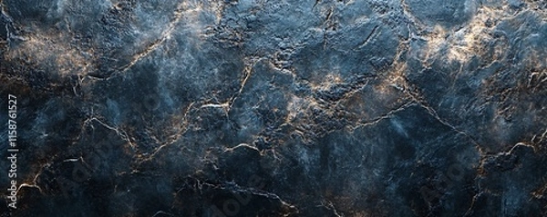 Obraz Dark rough stone wall texture with golden cracks shining brightly