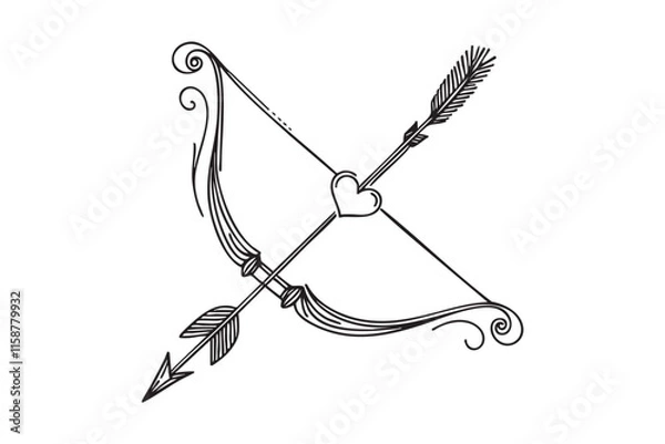 Fototapeta cupid bow and arrow in one line style. valentine's day. vector illustration