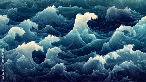 Fototapeta 
Oceanic waves depicted with gradient-based flow patterns