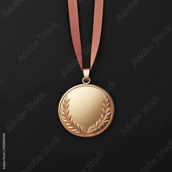 Obraz 3d gold medal design minimalist graphic soft matte finish award recognition studio setting inspirational concept