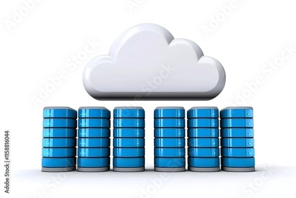 Obraz Blue Data Servers with Cloud Symbol Representing Cloud Computing