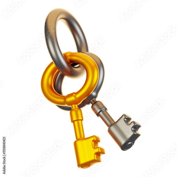 Fototapeta 3d rendering key icon. Game asset icon concept