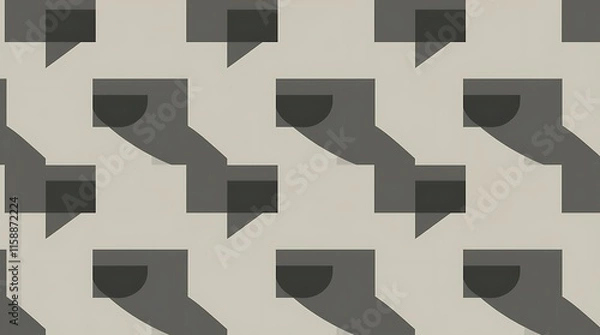 Obraz Abstract Geometric Pattern:  A minimalist and modern pattern featuring overlapping geometric shapes in shades of gray, creating a dynamic and visually engaging design.