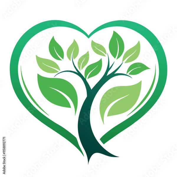 Obraz Modern and minimalist logo featuring a tree of life inside a heart.