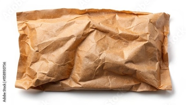 Fototapeta Brown Paper Sachet Mockup, Isolated White Background, Packaging Design, Product Photography