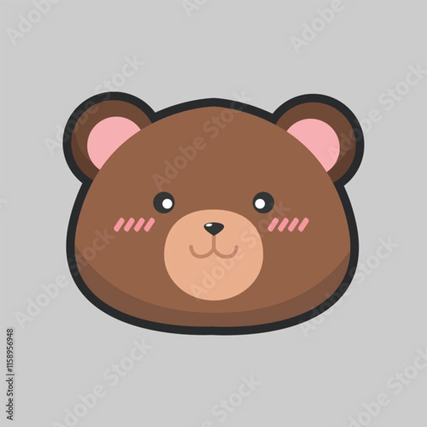 Fototapeta bear head with outline flat vector design.