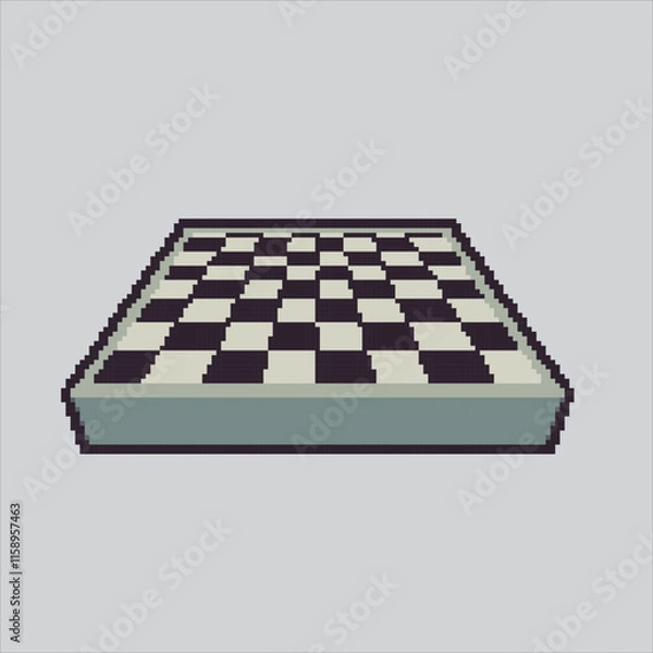 Fototapeta Pixel art illustration Chess Board. Pixelated Square Chess Board. Square Chess Board Black and White Icon pixelated for the pixel art game and icon for website and video game. old school retro.