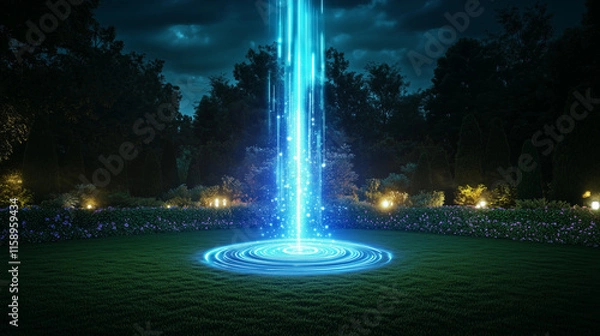 Fototapeta Global Network Connection Visualized in a Vibrant Garden Setting