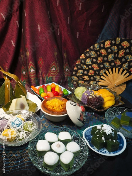 Fototapeta Close-up of Thai Dessert Spread