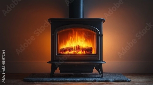 Fototapeta Modern Fireplace with Fire