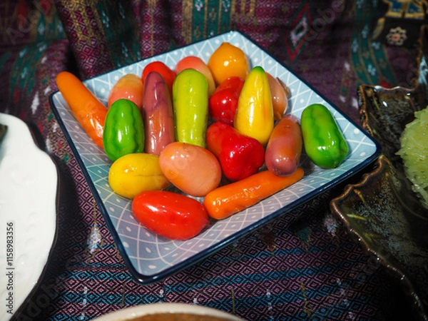 Obraz Thai Fruit Shaped Dessert 'Luk Chup