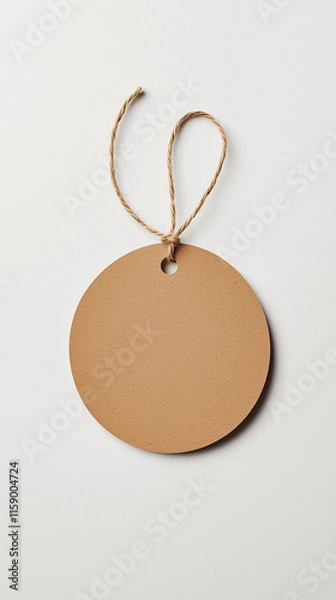 Fototapeta Mockup tag. Special offer label. Percent price tag. Premium labels. Mocha mousse color, brown tag isolated against a grey background.