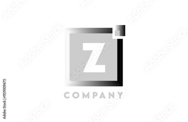 Obraz Z grey gradient white square corporate letter alphabet logo icon design suitable for a company or business