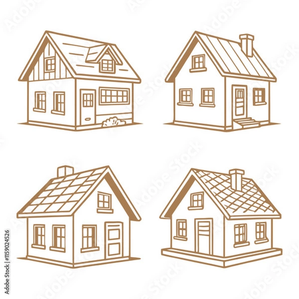 Fototapeta House Icon Set with Unique Minimalist Style
