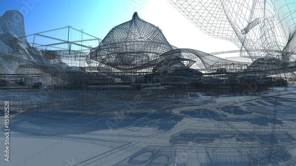 Obraz 3D illustration. The city of the future