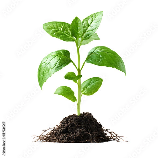 Obraz Young plant sprouting from soil with roots png isolated on transparent background