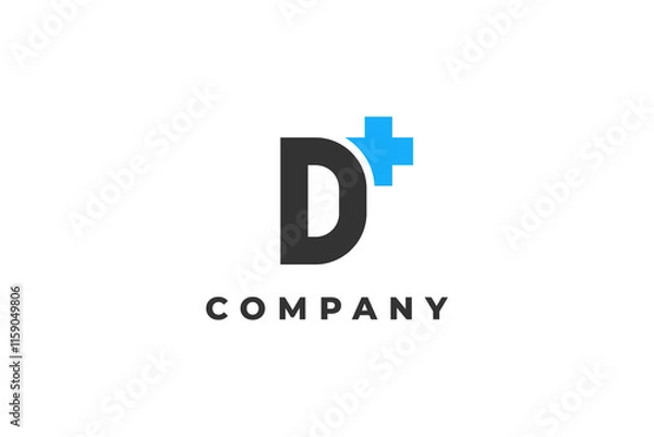 Fototapeta letter d uppercase plus or hospital medical logo