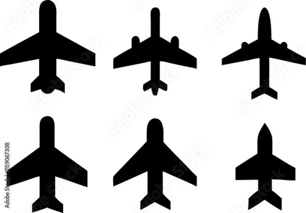 Fototapeta Airplane icon set vector on white background