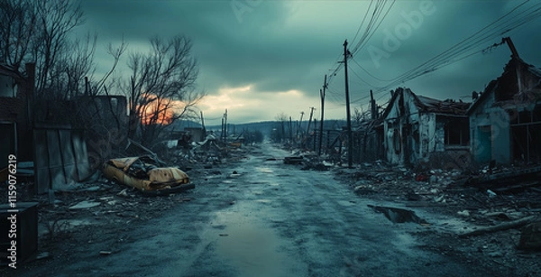 Fototapeta Paisaje apocalíptico tras la guerra