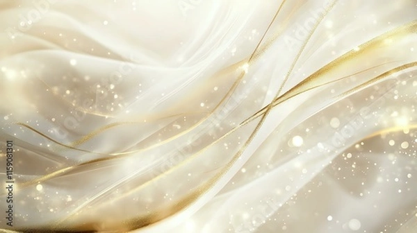 Obraz Abstract background in soft ivory with golden streaks and scattered glowing light effects creating an elegant and timeless design