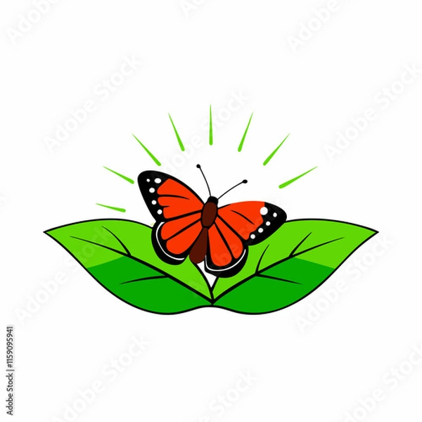 Obraz butterfly on a green leaf