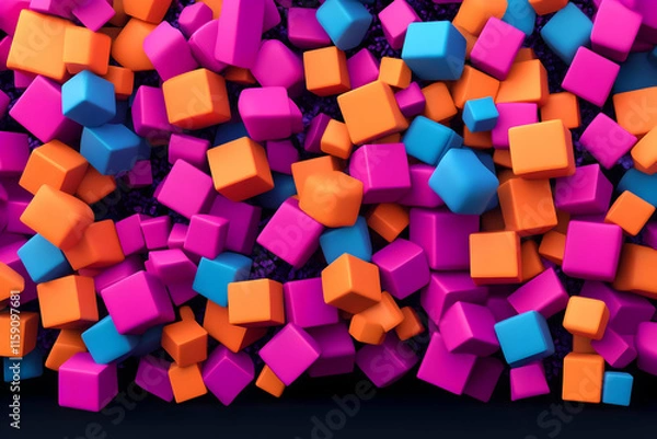 Fototapeta Vibrant 3D Cube Abstract Background