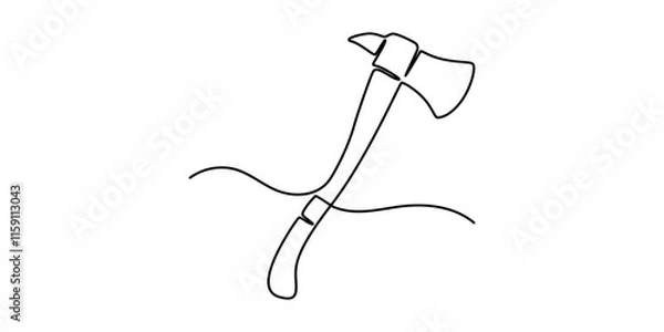 Obraz Axe icon in continuous line drawing style. Line art of an axe symbol. Vector illustration. Abstract background, axe, hatchet, woodcutter, construction tool one line art. Continuous line drawing of pro