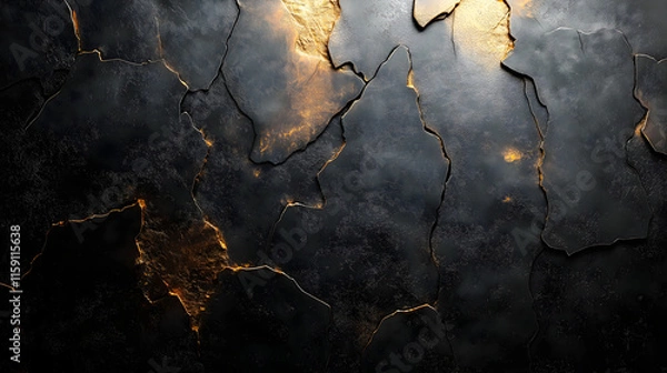 Obraz Cracked Stone Surface with Glowing Lava Highlights