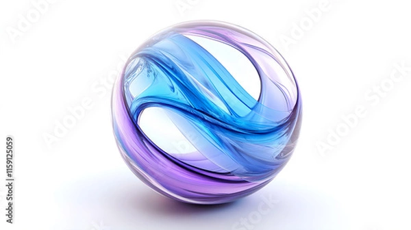 Obraz Glass Orb with Vivid Blue and Purple Swirls, Representing Innovation, Creativity, and Abstract Art in a Minimalist Style