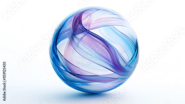 Obraz Glass Orb with Vivid Blue and Purple Swirls, Representing Innovation, Creativity, and Abstract Art in a Minimalist Style