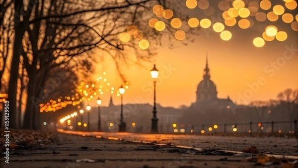 Fototapeta Abstract orange and purple bokeh background with blurred bokeh circles for christmas or spring concepts in vibrant and festive designs