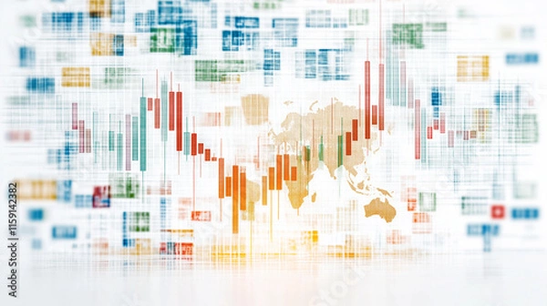 Fototapeta Global Market Fluctuation: A complex and dynamic representation of the global market.