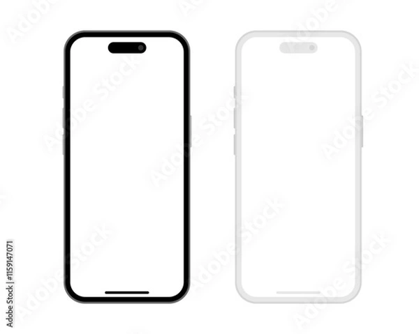 Obraz mobile phone mockup front view. vector illustration. smartphone mockup with blank white screen 