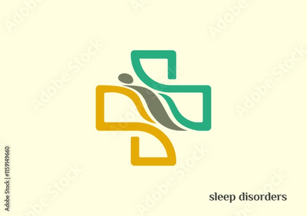 Obraz sleek line design for a hospital symbol, incorporating a subtle sleep disorder icon for clarity and focus