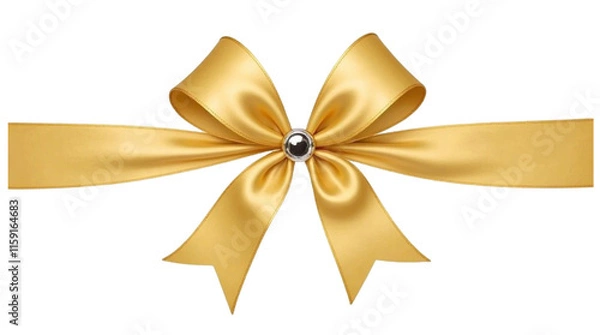 Obraz Ruban doré avec un noeud sur fond transparent