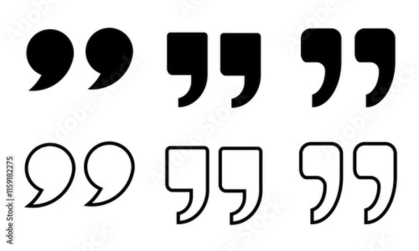 Obraz Black quotation mark, quote symbol icon vector illustration, double quotation mark isolated on white background.