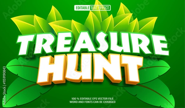 Obraz Editable 3d text style effect - Treasure Hunt Jungle Green text effect Template