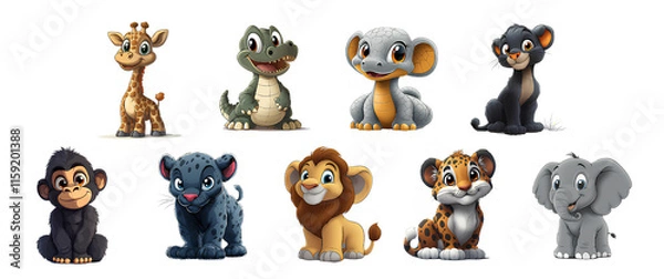 Obraz Ensemble de bébés animaux de la jungle