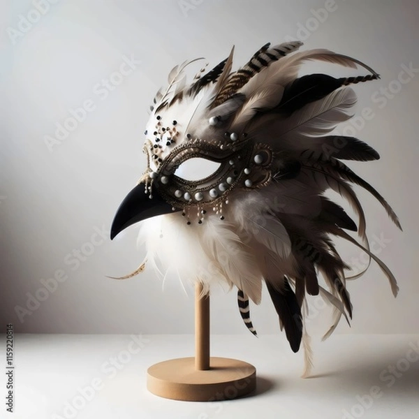 Fototapeta Bird of prey mask with feathers.
