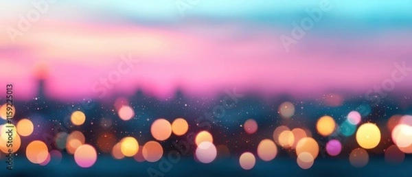 Fototapeta Beautiful Bokeh Effect with Colorful Lights and Soft Background in a Cityscape at Twilight