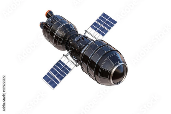 Fototapeta space probe with solar panels extended, isolated on transparency background