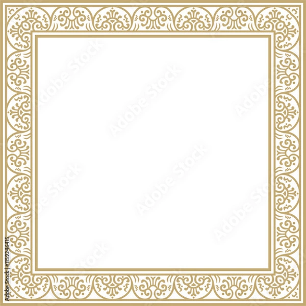 Obraz Vector square gold border, frame, Pompeii. Rectangle Neopolitan ornament. Art of Ancient Rome. Template for stained glass