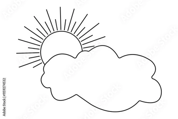 Fototapeta Cloud single Line Modern & Minimalist Drawing Vector for Graphic Project